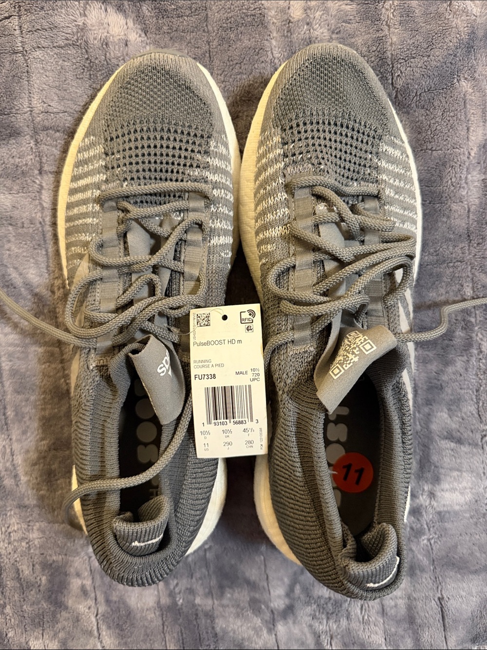 adidas Pulseboost HD Men's Gray Knit Running Shoes